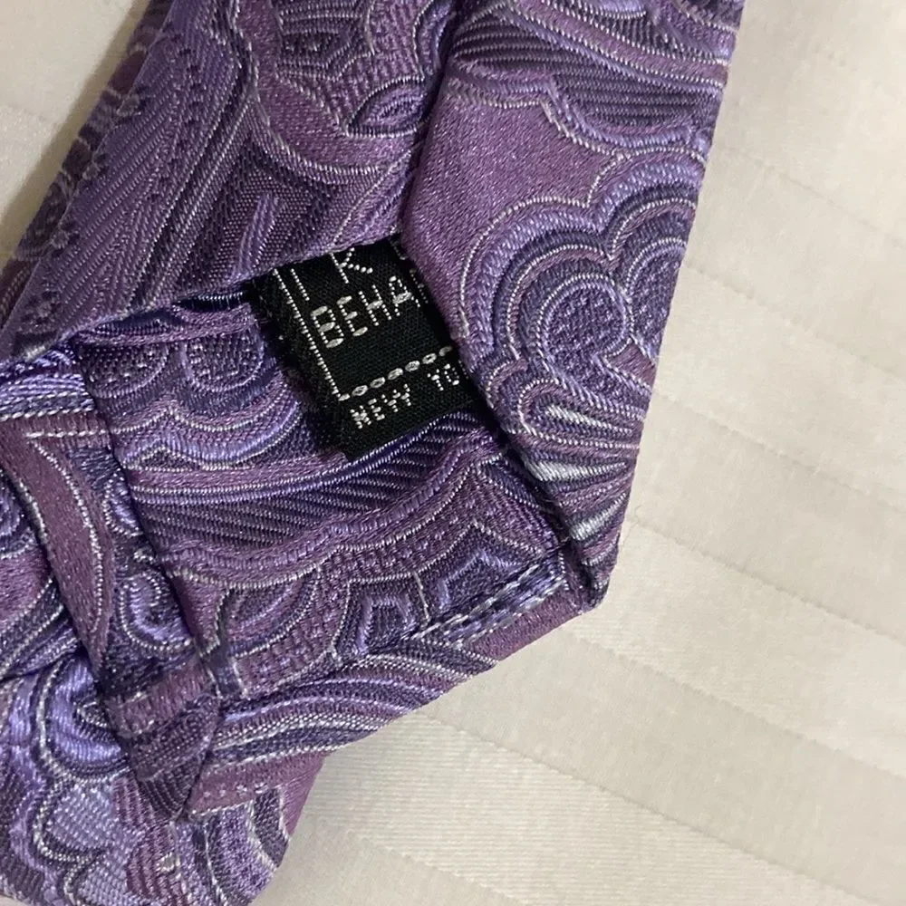 Ike Behar Purple Paisley Tie Silk